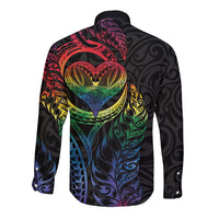 New Zealand Pride Long Sleeve Button Shirt Takatapui Rainbow Fern