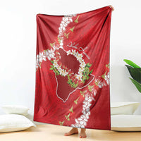 Hawaii Island Flowers Lei Blanket Ohia Lehua Scarlet Red