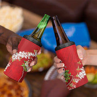 Hawaii Island Flowers Lei 4 in 1 Can Cooler Tumbler Ohia Lehua Scarlet Red