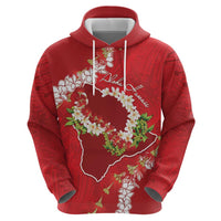Hawaii Island Flowers Lei Hoodie Ohia Lehua Scarlet Red