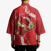 Hawaii Island Flowers Lei Kimono Ohia Lehua Scarlet Red