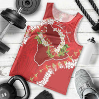 Hawaii Island Flowers Lei Men Tank Top Ohia Lehua Scarlet Red