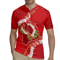 Hawaii Island Flowers Lei Rugby Jersey Ohia Lehua Scarlet Red