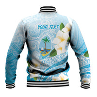 Guam Chamorro Guasali Flowers Baseball Jacket Aqua Gradient