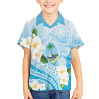 Guam Chamorro Guasali Flowers Hawaiian Shirt Aqua Gradient