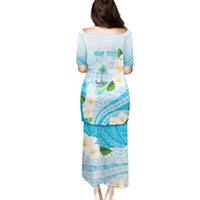 Guam Chamorro Guasali Flowers Puletasi Aqua Gradient LT7 - Polynesian Pride