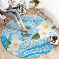 Guam Chamorro Guasali Flowers Round Carpet Aqua Gradient LT7