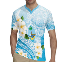 Guam Chamorro Guasali Flowers Rugby Jersey Aqua Gradient LT7 - Polynesian Pride