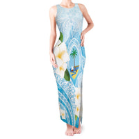Guam Chamorro Guasali Flowers Tank Maxi Dress Aqua Gradient LT7 Women Aquamarine - Polynesian Pride