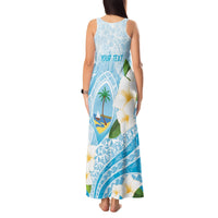 Guam Chamorro Guasali Flowers Tank Maxi Dress Aqua Gradient LT7 - Polynesian Pride