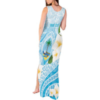 Guam Chamorro Guasali Flowers Tank Maxi Dress Aqua Gradient LT7 - Polynesian Pride