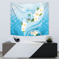 Guam Chamorro Guasali Flowers Tapestry Aqua Gradient LT7