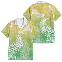 Aotearoa Maori Mahuru Tui With Pikawakawa Family Matching Long Sleeve Bodycon Dress and Hawaiian Shirt Spring Time LT7 Dad's Shirt - Short Sleeve Green - Polynesian Pride
