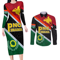 personalised-penama-and-papua-new-guinea-day-couples-matching-long-sleeve-bodycon-dress-and-long-sleeve-button-shirts-emblem-mix-style