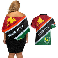 Personalised Penama and Papua New Guinea Day Couples Matching Off Shoulder Short Dress and Hawaiian Shirt Emblem Mix Style LT7 - Polynesian Pride