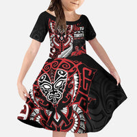 Aotearoa Toitu Te Tiriti Family Matching Off Shoulder Maxi Dress and Hawaiian Shirt Whakairo Wheku