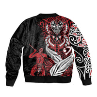 Aotearoa Toitu Te Tiriti Sleeve Zip Bomber Jacket Whakairo Wheku LT7 - Polynesian Pride