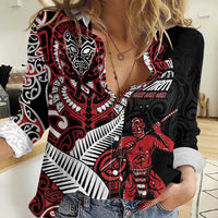 Aotearoa Toitu Te Tiriti Women Casual Shirt Whakairo Wheku LT7 Female Black - Polynesian Pride
