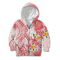 Polynesian Women's Day Wahine Kid Hoodie Plumeria Marble Glaze - Pink LT7 Zip Hoodie Pink - Polynesian Pride