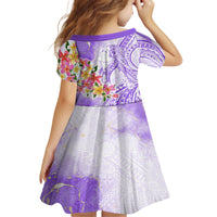Polynesian Women's Day Wahine Family Matching Off Shoulder Short Dress and Hawaiian Shirt Plumeria Marble Glaze - Purple LT7 - Polynesian Pride