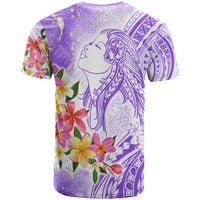 Polynesian Women's Day Wahine T Shirt Plumeria Marble Glaze - Purple LT7 - Polynesian Pride