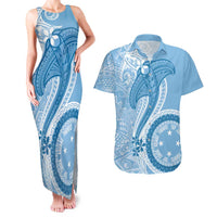 Micronesia FSM Couples Matching Tank Maxi Dress and Hawaiian Shirt Shark and Manta Classic Style