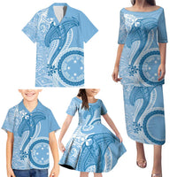 Micronesia FSM Family Matching Puletasi and Hawaiian Shirt Shark and Manta Classic Style