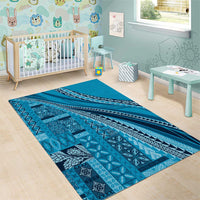 Pasifika Women's Day - Samoa Siapo Malu Tattoo Inspired Area Rug Turquoise