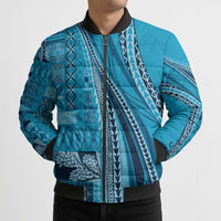 Pasifika Women's Day - Samoa Siapo Malu Tattoo Inspired Bomber Puffer Jacket Turquoise