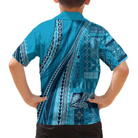 Pasifika Women's Day - Samoa Siapo Malu Tattoo Inspired Family Matching Long Sleeve Bodycon Dress and Hawaiian Shirt Turquoise LT7 - Polynesian Pride