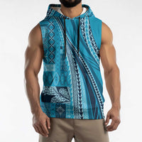 Pasifika Women's Day - Samoa Siapo Malu Tattoo Inspired Sleeveless Hoodie Turquoise