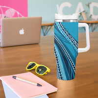 Pasifika Women's Day - Samoa Siapo Malu Tattoo Inspired Tumbler With Handle Turquoise
