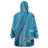 Pasifika Women's Day - Samoa Siapo Malu Tattoo Inspired Wearable Blanket Hoodie Turquoise