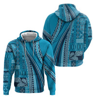 Pasifika Women's Day - Samoa Siapo Malu Tattoo Inspired Zip Hoodie Turquoise
