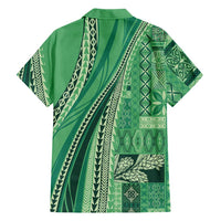Pasifika Women's Day - Samoa Siapo Malu Tattoo Inspired Family Matching Off Shoulder Maxi Dress and Hawaiian Shirt Jade