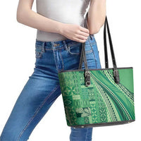 Pasifika Women's Day - Samoa Siapo Malu Tattoo Inspired Leather Tote Bag Jade