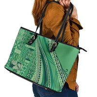 Pasifika Women's Day - Samoa Siapo Malu Tattoo Inspired Leather Tote Bag Jade