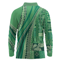 Pasifika Women's Day - Samoa Siapo Malu Tattoo Inspired Long Sleeve Polo Shirt Jade