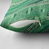 Pasifika Women's Day - Samoa Siapo Malu Tattoo Inspired Pillow Cover Jade