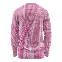 Pasifika Women's Day - Samoa Siapo Malu Tattoo Inspired Long Sleeve Shirt Pink