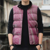 Pasifika Women's Day - Samoa Siapo Malu Tattoo Inspired Sleeveless Puffer Jacket Pink