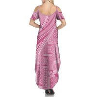 Pasifika Women's Day - Samoa Siapo Malu Tattoo Inspired Summer Maxi Dress Pink