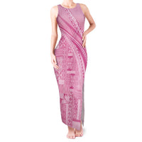 Pasifika Women's Day - Samoa Siapo Malu Tattoo Inspired Tank Maxi Dress Pink