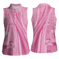 Pasifika Women's Day - Samoa Siapo Malu Tattoo Inspired Women Sleeveless Polo Shirt Pink