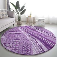 Pasifika Women's Day - Samoa Siapo Malu Tattoo Inspired Round Carpet Lavender