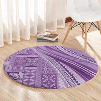 Pasifika Women's Day - Samoa Siapo Malu Tattoo Inspired Round Carpet Lavender