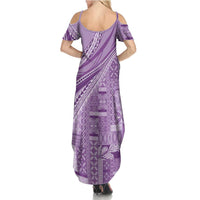Pasifika Women's Day - Samoa Siapo Malu Tattoo Inspired Summer Maxi Dress Lavender