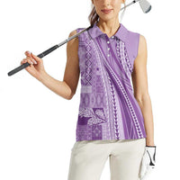 Pasifika Women's Day - Samoa Siapo Malu Tattoo Inspired Women Sleeveless Polo Shirt Lavender