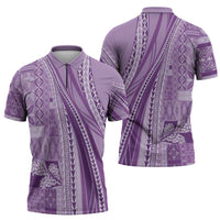 Pasifika Women's Day - Samoa Siapo Malu Tattoo Inspired Zipper Polo Shirt Lavender