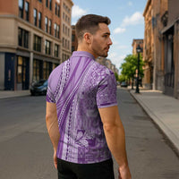 Pasifika Women's Day - Samoa Siapo Malu Tattoo Inspired Zipper Polo Shirt Lavender